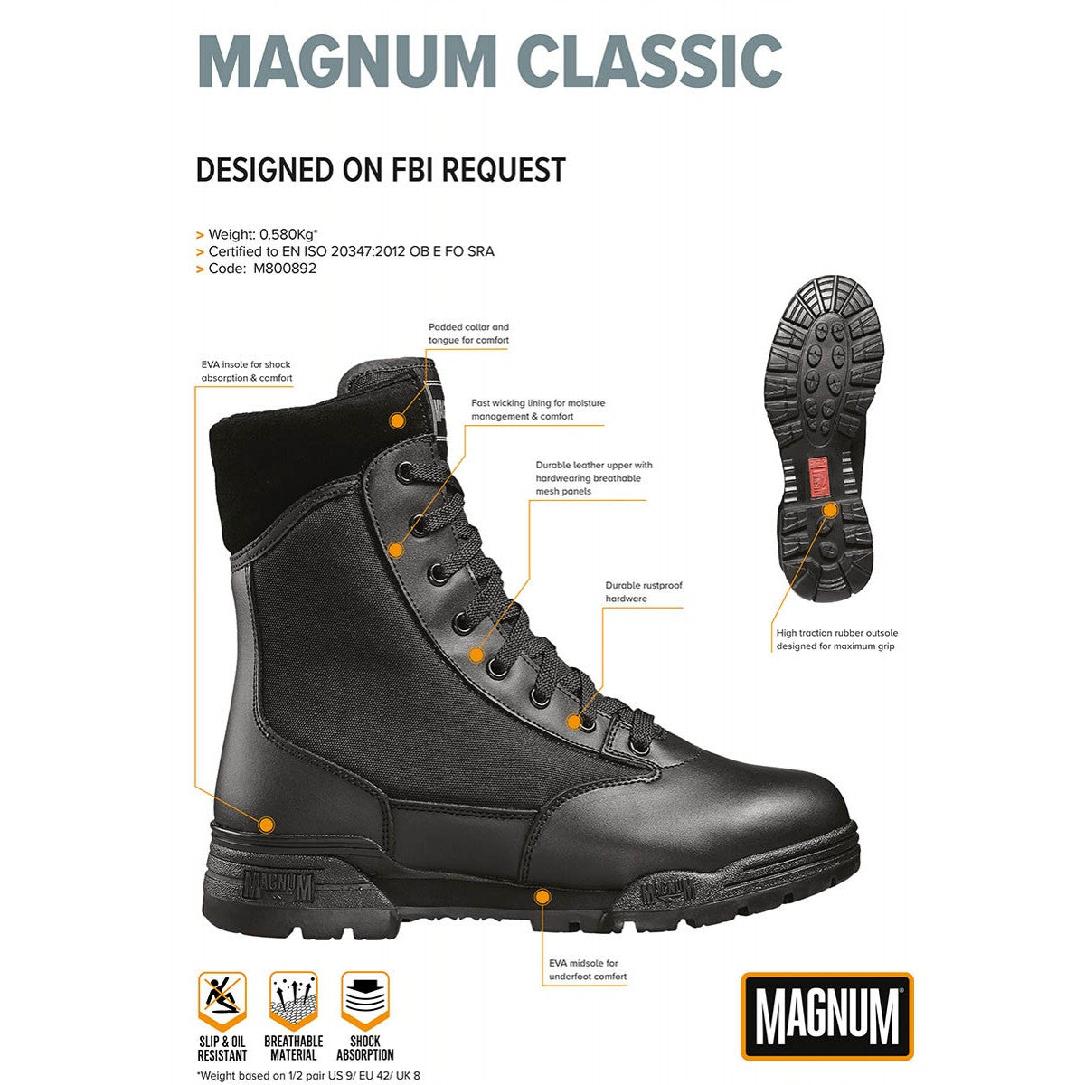 "MAGNUM" Einsatzstiefel Classic Schwarz